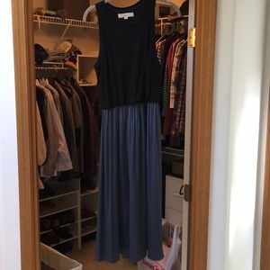 LOFT two-toned midi dress with silk skirt